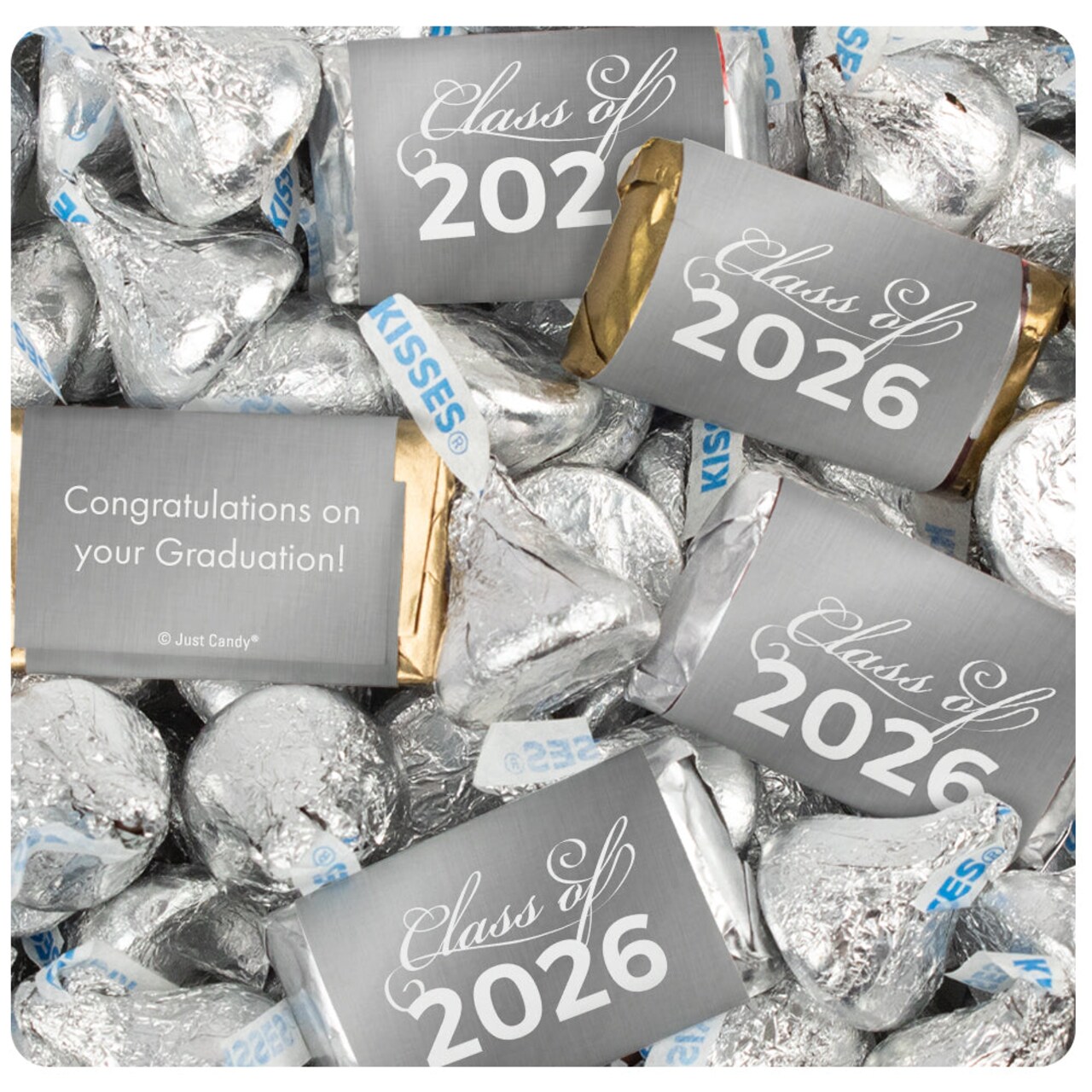 496 Pcs Maroon Graduation Class of 2026 Candy - Maroon Wrapped Miniatures and Silver Kisses For Party Favors, Goodie Bags, Dessert Tables And More (6 lbs)